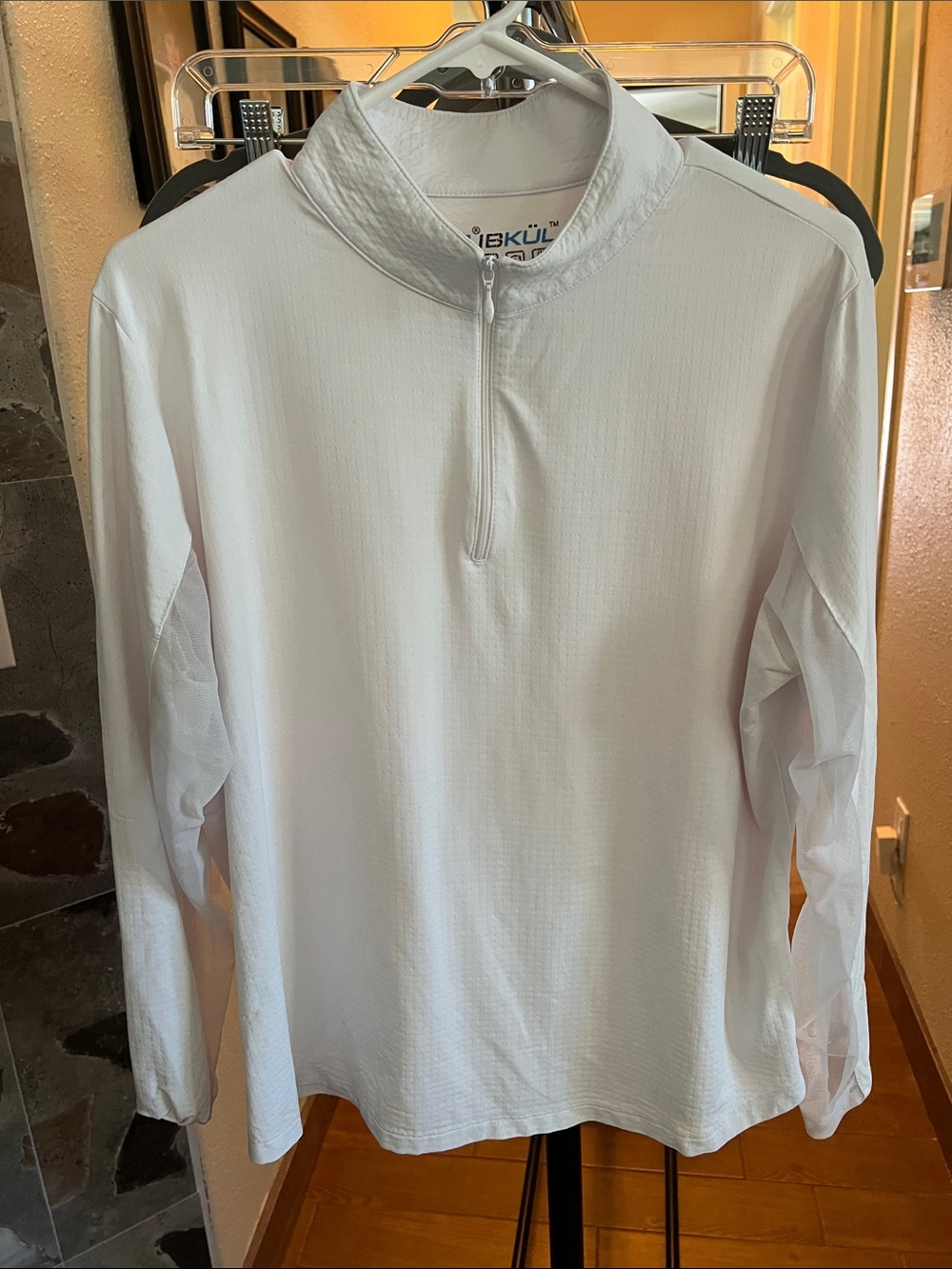 IBKUL White Long Sleeve Quarter-Zip Performance Pullover